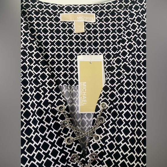 Michael Kors Pattern Midi Silver Chain Eyelet Dress Women’s Size 3X - Picture 4 of 4